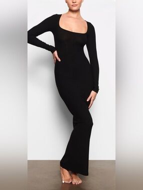 SKIMS Soft Lounge Long Sleeve Black Dress NWT